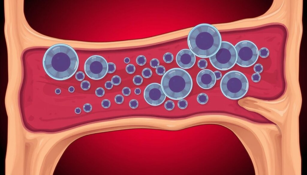 Bone marrow involvement in hairy cell leukemia